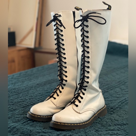 Dr. Martens Shoes - Knee High White Dr. Martens